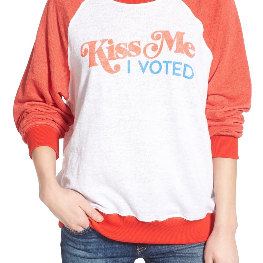 Wildfox Kiss Me, I Voted Sweatshirt, Oversized XS